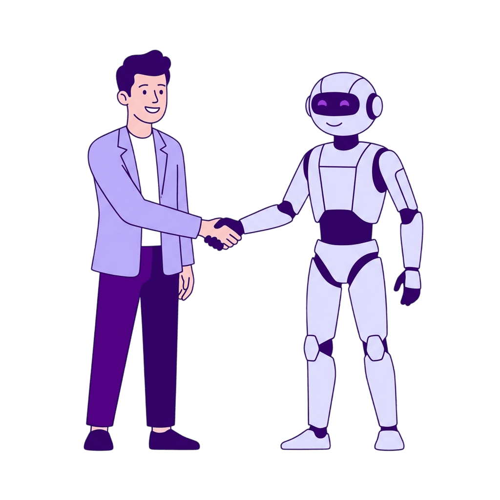 Human shaking hands with AI Robot